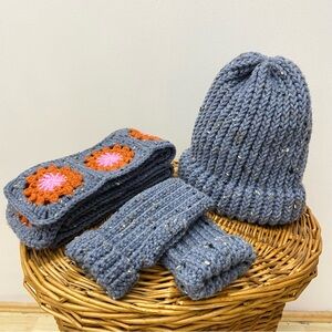 Brand New Handmade Crochet Accessory Bundle - Hat/Scarf/Hand Warmers